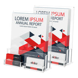 NIUBEE 2-Pack Acrylic Brochure Holder 8.5*11 inches , Clear Brochure Display Stand with Acrylic Business Card Holder, Plastic Fl