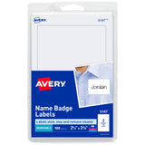 Avery Customizable Name Tags, 21/3 x 33/8, White, 100 Removable Name Badges (05147)