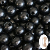150Pcs Black Wooden Beads with Large Hole, Round Loose Beads Natural Spacer Beading Supplies for Farmhouse Beaded Garland Neckla