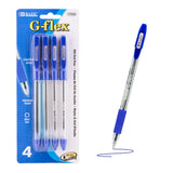 BAZIC Oil Gel Ink Pen, GFlex Blue Color, 0.7 mm Medium Point, Soft Grip Smooth Writing, for Office School (4/Pack), 1Pack