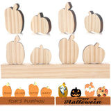 Thyle 4 Pcs Fall Wooden Pumpkin Cutouts Thanksgiving Wood Pumpkin Decoration DIY Blank Unfinished Wood Block Table Decor for DIY