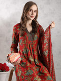 Anni Designer Women'S Rayon Blend Anarkali Printed Kurta With Palazzo & Dupatta (Cia Red-Vks06_Xxl_Red_Xx-Large),Red,2XL,,,