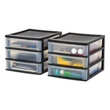 IRIS USA Plastic Stacking Desk Top 3Drawer Storage Organizer, 2Pack, for Makep Vanity Nail Polish Bathroom Stationery Art Craf