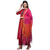 Gosriki Women'S Rayon Solid Straight Kurta Palazzos And Dupatta (My-Hit-New-Red_L-Red_Large),Red,,B09B3DWJMC