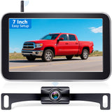 Wireless Backup Camera for Trucks - 7 Inch Monitor, HD 1080P, Color Night Vision, 2 Channels, IP69 Waterproof Backup Camera for