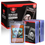 100ct Semi Rigid Card Holders for Trading Cards, Card Sleeves with 1/2 Lip Baseball Card Protector for PSA, BGS, CSG Graded Card
