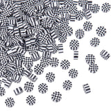 SUNNYCLUE 1 Box 300Pcs Checkerboard Beads Check Beads Bulk 10mm Large Black White Soft Handmade Racing Coin Round Flat Clay Bead
