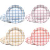 Tioncy 40 Pieces Gingham Cake Dessert Paper Plates 9 Inch Colorful Round Picnic Paper Plates Disposable Dinnerware Lunch Tablewa