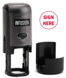 Sign HERE Round SelfInking Stock Rubber Stamp (3/4 Diameter) Red Ink