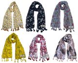 Fusfus WomenS Printed Chiffon Scarves And Stoles, Free Size(Multicolour, Fs1278) Pack Of 6 (Multicolor1)