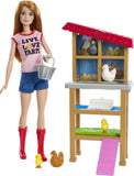 Barbie Chicken Farmer Doll, Red-Haired, and Playset with Henhouse, 3 Chickens, 2 Chicks and More, Career-Themed Toy for 3 to 7 Y