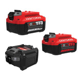 CRAFTSMAN 20V Battery and Charger Set, 4Ah and 6Ah Lithium Ion Batteries and 1 Charger, Cordless Tool Battery Packs (CMCB2046-CK
