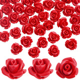 50pcs 10 mm Red Rose Beads Detailed Carved Rose Flower Loose Prayer Beads Accessories for DIY Bracelet Jewelry Making Supplies D