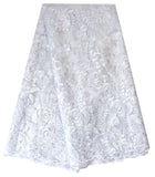 SanVera17 African Lace Net Fabrics Nigerian French Fabric Rope Embroidered and Manual Beading Guipure Cord Lace for Party Weddin