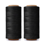 HILELIFE Waxed Thread, 568 Yards 2 PCS 150D 0.8mm Waxed Thread for Leather Craft, DIY Wallets, Shoe Repair, Book Binding (Black)