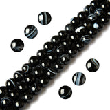 100pcs 10mm Black Stripe Agate Beads Natural Gemstone Beads Round Loose Beads for Jewelry Making
