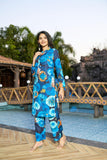 Gosriki Women'S Rayon Blend Short Length Printed Co-Ord Set (Kareena Blue Co Ord-Vks01-Gs_M_Blue_Medium),Blue,,B0DRNMZSG7