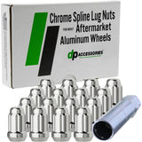 DPAccessories Chrome 1/2-20 Lug Nuts for Aftermarket Wheels - Closed End Spline Tuner - 34mm (1.35) Tall - Set of 16 - LCS3A2HC2