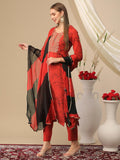 Gosriki Women'S Cotton Blend Printed Straight Kurta With Pant & Dupatta (Atal Red-Gs_S_Maroon_Small),Red,,B0D2NBWZ61
