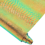 CALFOVERA 53 x 11.8 Inch Holographic Snake Embossed PU Leather Sheet Synthetic Vinyl Fabric Snake Textured Glossy Mirrored Faux