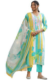 Anni Designer Women'S Cotton Blend Straight Printed Kurta With Pant & Dupatta (Kapila Green-Nw_S_Green_Small),Green,S,,,