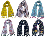 Fusfus WomenS Printed Chiffon Scarves And Stoles, Free Size(Multicolour, Fs2135) Pack Of 6 (Multicolor4)