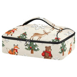 SyXIOP Insulated Casserole Carrier Bag Merry Christmas Animals Bears Beige