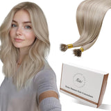 Hetto Nano Bead Hair Extensions Human Hair Blonde Highlights Nano Ring Hair Extensions Straight Ash Blonde Highlight Bleach Blon