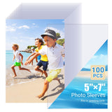 5x7 Soft Sheet Protectors 100 Pack, Clear Top Loading Photo Sleeves, No Holes Photo Protectors, Acid-Free Plastic Photocard Slee