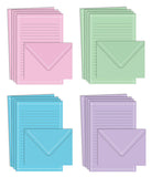 Better Office Products Mini Stationery Set, 100 Piece Set (50 Lined Sheets + 50 Matching Envelopes), 4 Solid Colors, Thin White