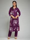 Wedani Royan Kurat Set For Women Purple,PURPLE,L,Rayon,A-Line,