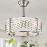 Gryalcy 20 Fandelier Ceiling Fans with Lights, Silver Caged Boho Ceiling Fan with Light Remote Control, Mid-Century Modern with
