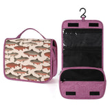 KHAUERBC Salmon Toiletry Bag for Men Women,Portable Hanging Hook Makeup Bag Organizer,Cosmetic Bag for Accessories, Shampoo, Ful
