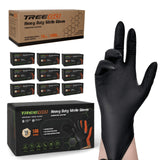 TREEGO 10 Mil Black Nitrile Gloves Bulk Case, 1000 Count X-Large - Heavy Duty Diamond Grip, Latex Free Disposable Gloves for Aut