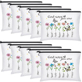 Chunful 10 Pieces Inspirational Canvas Makeup Bags for Women Graduation Gift Rainbow Canvas Cosmetic Bags Bulk with Zipper Frien