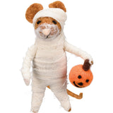 Primitives by Kathy Halloween Collectible Critter - Mummy Mouse Dressed as a Mummy Holding a Jack-o-Lantern. Coordinate with Our