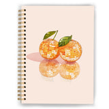 XUNLURY Retro Funky Disco Ball Oranges Notebook, Glam Orange Mirror Ball Journal, Trendy Preppy Y2K Aesthetic Journal, Citrus Fr