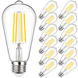MAXvolador Vintage LED Edison Bulb 60W Equivalent 800LM, 6W ST58 Filament Light Bulbs, Soft White 3000K, E26 Base, Non-Dimmable,