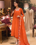 Anni Designer Women'S Rayon Viscose Anarkali Thread Work Kurta With Pant & Dupatta (Ashvthama Orange-Vks02_L_Orange_Large),Orange,L,,,