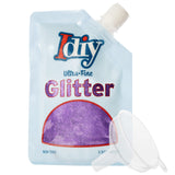 iDIY Ultra Fine Glitter (100g, 3.5 oz Pouch) w EasyPour Bag & Funnel Grape Purple Extra FineNonToxic, DIY Arts & Crafts, Sch