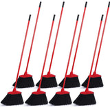 Nuogo 8 Pcs Commercial Angle Brooms Heavy Duty Coated Metal Handle, Red