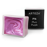 Arteza Metallic Watercolor Paint, Plum Purple A715, Set of 2 Half Pans, Pearl Paint, Vibrant and Pearlescent Hues, For Illustrat