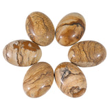 dssmboom 6 Pcs Oval Crystal Beads for Jewelry Making, Flat Back Picture Jasper Stone Cabochons for DIY Crafts Decoration, 18mmx2