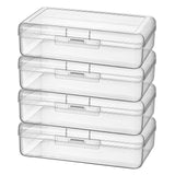 Thintinick 4 Pack Rectangular Clear Plastic Storage Containers Box with Hinged Lid for Beads and Other Small Craft Items (8 x 4.