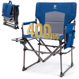 EVER ADVANCED Camping Directors' Chair with Side Table, Portable Folding with Compact Size, Heavy Duty Lawn Chair with Pocket fo