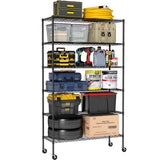 BestOffice Storage Shelves 6 Tier Metal Shelves Adjustable Garage Shelving Wire Shelving Unit Capacity 2100LBS with Wheels for K