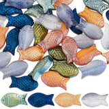 SUNNYCLUE 1 Box 80Pcs Fish Beads Bulk Small Fish Animal Beads Summer Sea Animals Charms Blue Orange Double Sided Electroplated F