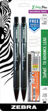 Zebra Pen ZGrip Plus Mechanical Pencil, 0.7mm, Bonus Lead and Erasers, Black Barrel, 2Count