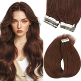Sunny Hair Tape in Hair Extensions Real Human Hair Invisible Remy Hair Extensions Tape ins for Women Auburn Brown 20 inch 20Pcs