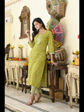 Gosriki Women'S Cotton Blend Printed Straight Kurta With Pant (Molika Green-Cmd-Gs_Xxl_Green_Xx-Large),Green,2,B0C6GXX8TW